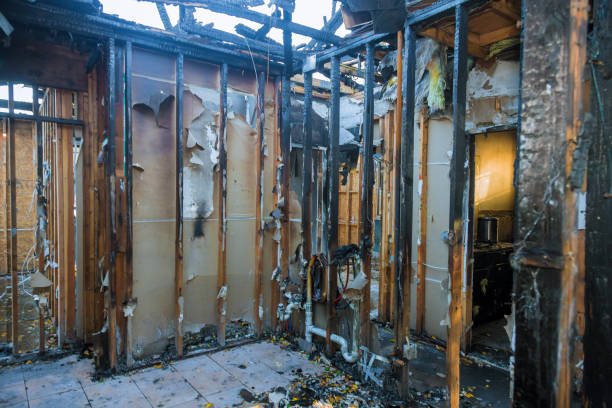 Professional Fire Damage Restoration technician working in Hamburg, NJ
